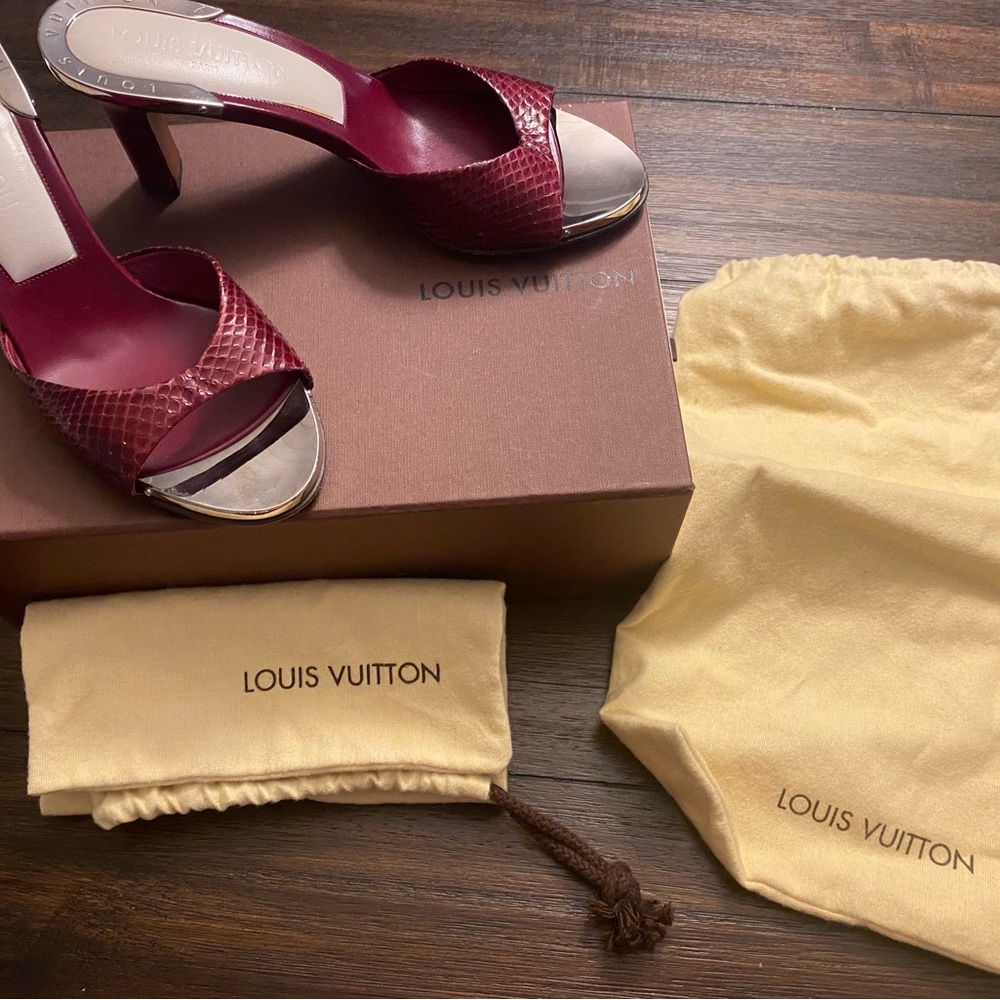 Louis Vuitton Paris Open Toe Slip-On Heels
